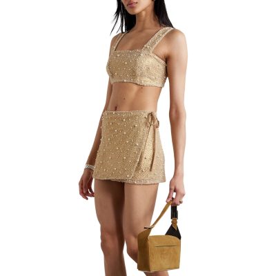 Marea Embellished Tulle and Stretch-Jersey Top and Mini Skirt Set