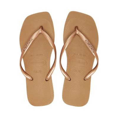 Slim Square Logo Metallic Sandal
