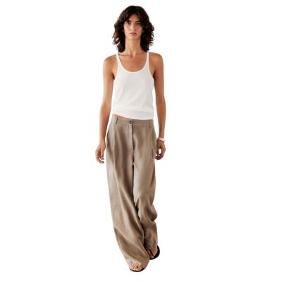 100% Linen Wide-Leg Trousers
