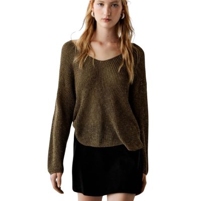 V-Neck Cotton Knit Sweater