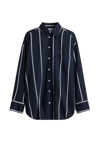 Oversized linen-blend shirt