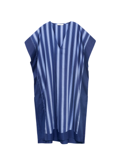 Lyocell two-tone caftan with woven stripe