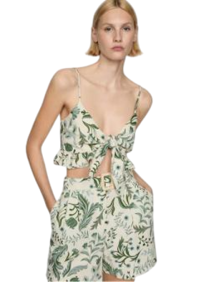 Printed crop top with bow