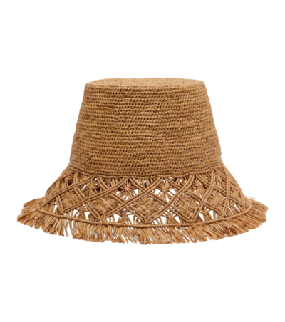Macramé raffia bucket hat