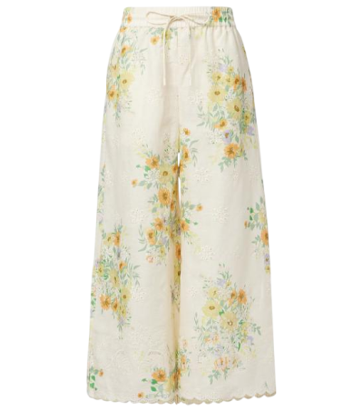 Juliette floral linen wide-leg pants