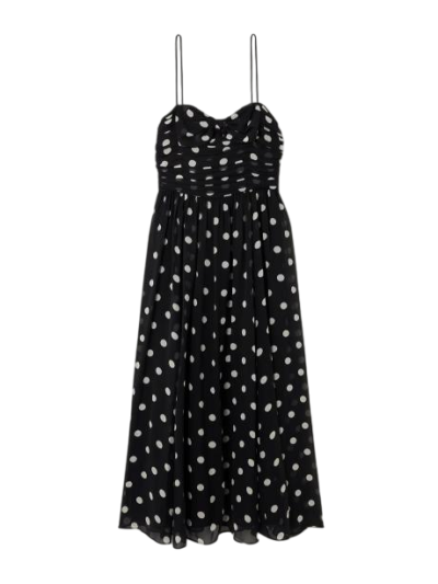 Maryanna bow-detailed ruched polka-dot silk-georgette midi dress