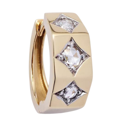 Ecrou Medium 18kt gold single hoop earring with diamonds